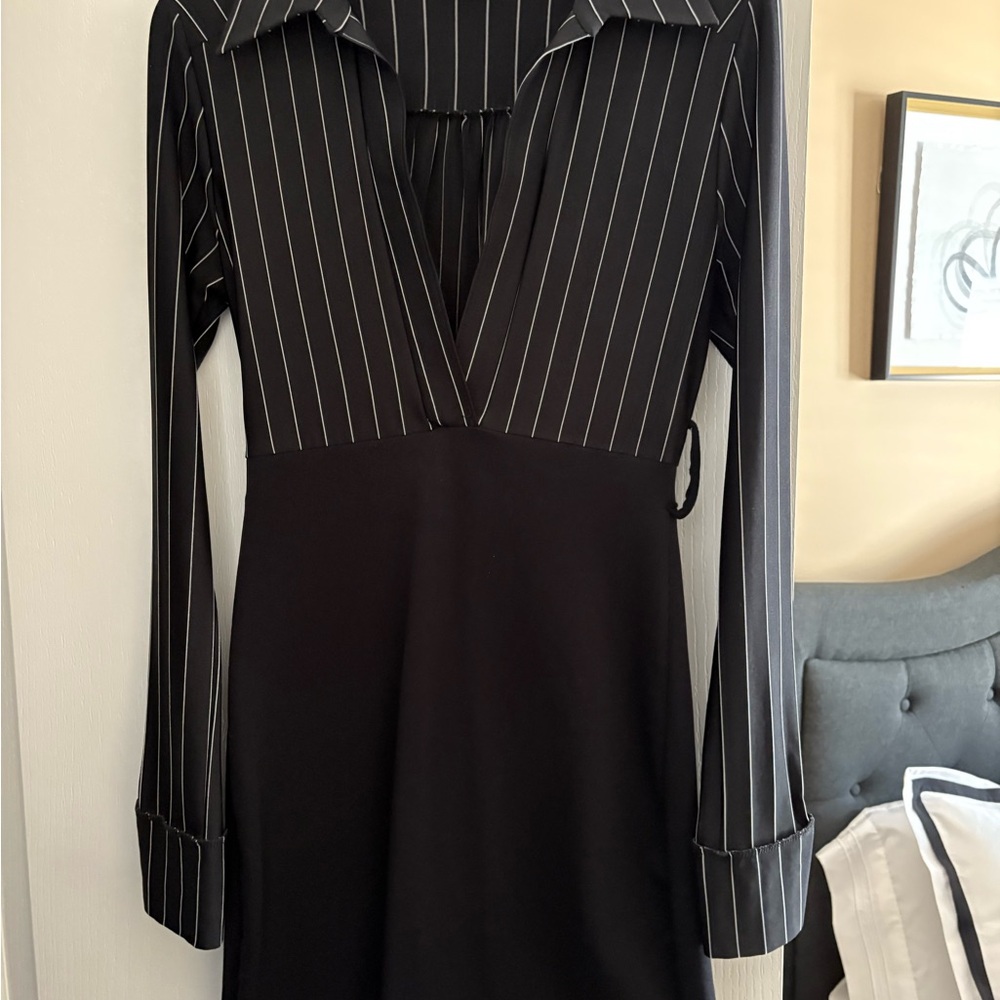 Elegant Black Pinstripe Dress